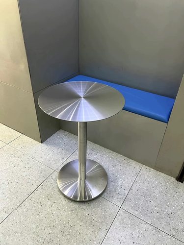 不锈钢圆桌工业风咖啡厅奶茶店洽谈桌椅组合