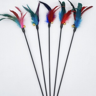 厂家50cm猫咪玩具猫咪用品铃铛羽毛逗猫棒玩具自嗨铃铛