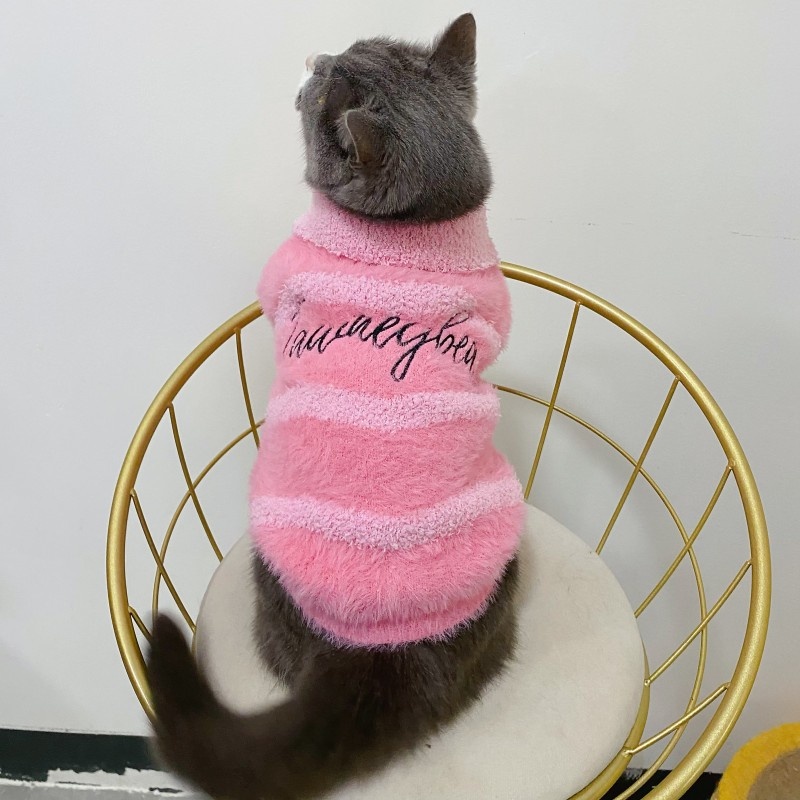 宠物秋冬毛衣新款中小型粉色翻领狗狗猫咪比熊法斗柯基马尔济斯衣