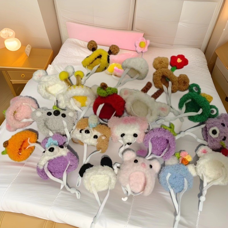 仓鼠帽子金丝熊迷你帽子毛绒手勾宠物小帽子装饰冬季可爱帽子