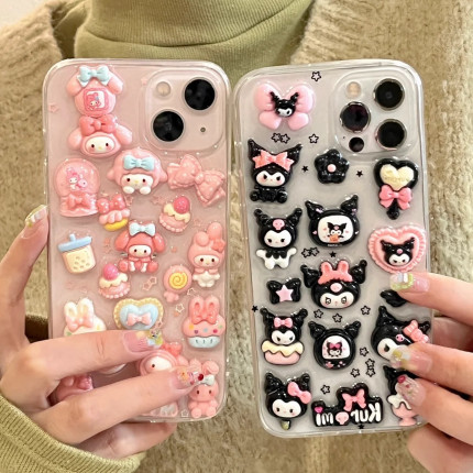 可爱少女新款立体适用苹果15 16 17promax手机壳iPhone14 13软壳12mini/16e/17e滴胶11卡通XSMAX保护套8p韩