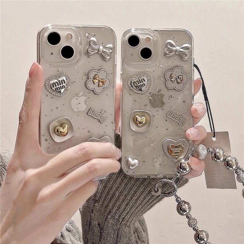 少女银箔爱心蝴蝶结适用苹果17 16promax手机壳iPhone15pro手链苹果14 13软壳12promax滴胶壳11防摔壳16e全包,3C数码配件,手机保护套/壳,淘宝优惠券,粉丝福利购,淘宝优惠卷