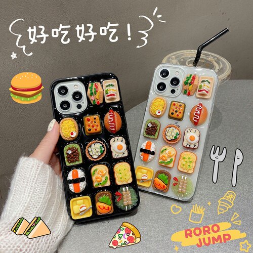 华为滴胶立体寿司食物手机壳创意