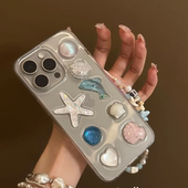 15pro新款 insr日韩贝壳星星海豚苹果16 17promax手机壳iPhone14 14pro防摔12mini滴胶11保护套XS可爱少女软壳