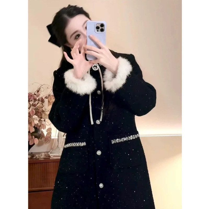 DD【永夜星河】鸭绒千金刺绣大衣冬季羊毛呢子羽绒外套设计感宽松