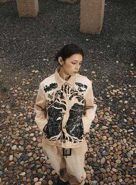 七折 现货   24SS春夏新款 米色灯芯绒翻领长袖衬衫