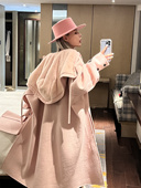 AP姐姐街头潮搭长款 披领羊绒水貂一体大衣