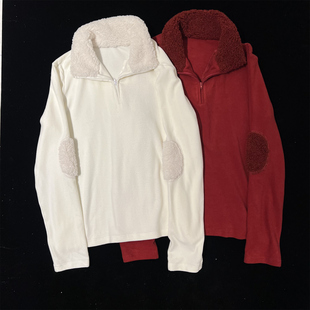 舒服领子圈圈羊毛立领半拉链绒蛋白上衣 百搭时尚 BARRIFAIT