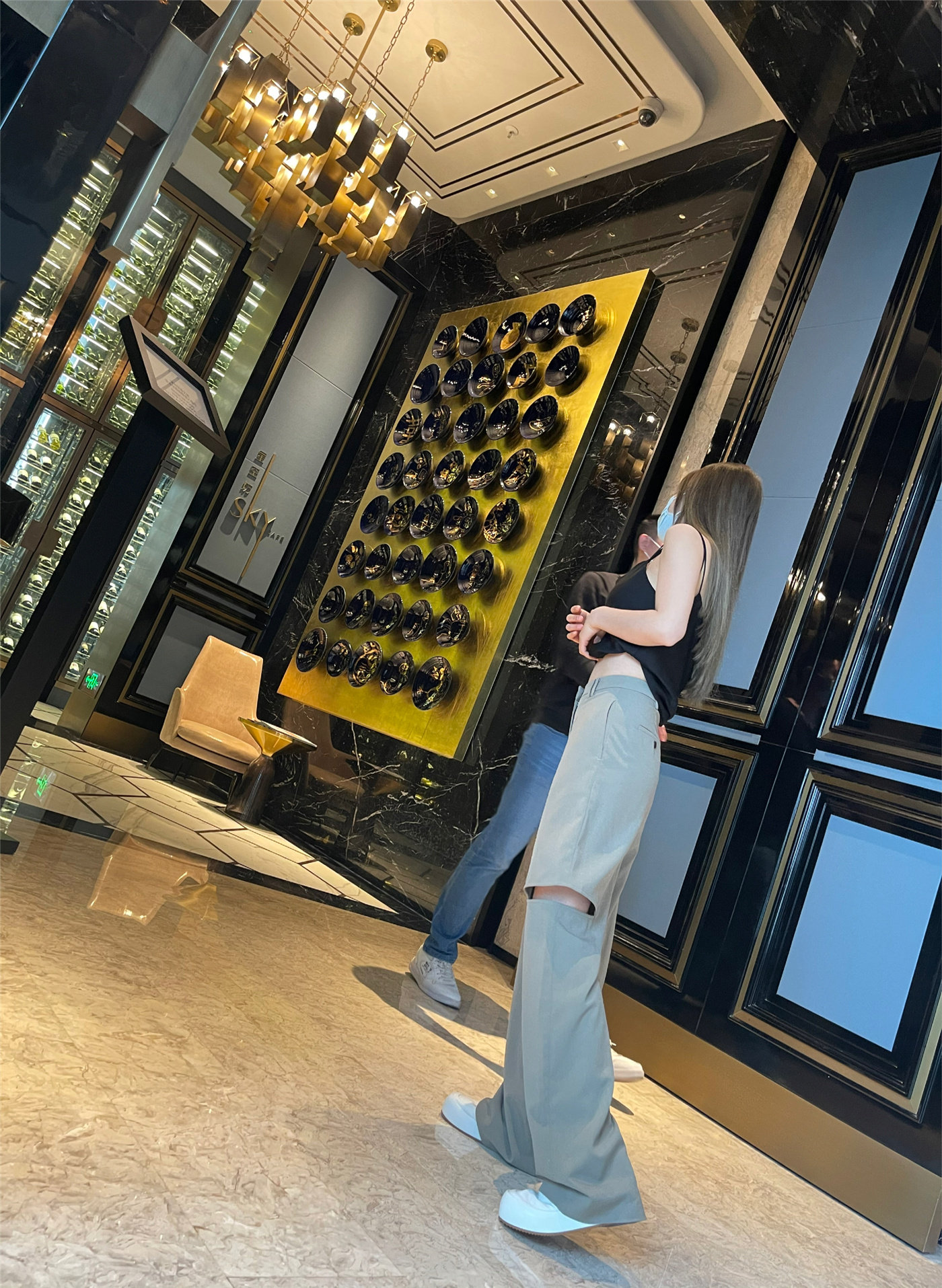 apple姐姐2021款街头潮搭西装高腰侧开口萝卜裤