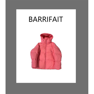 胸前刺绣字母大拉链连帽羽绒服短款 百搭时尚 外套 BARRIFAIT