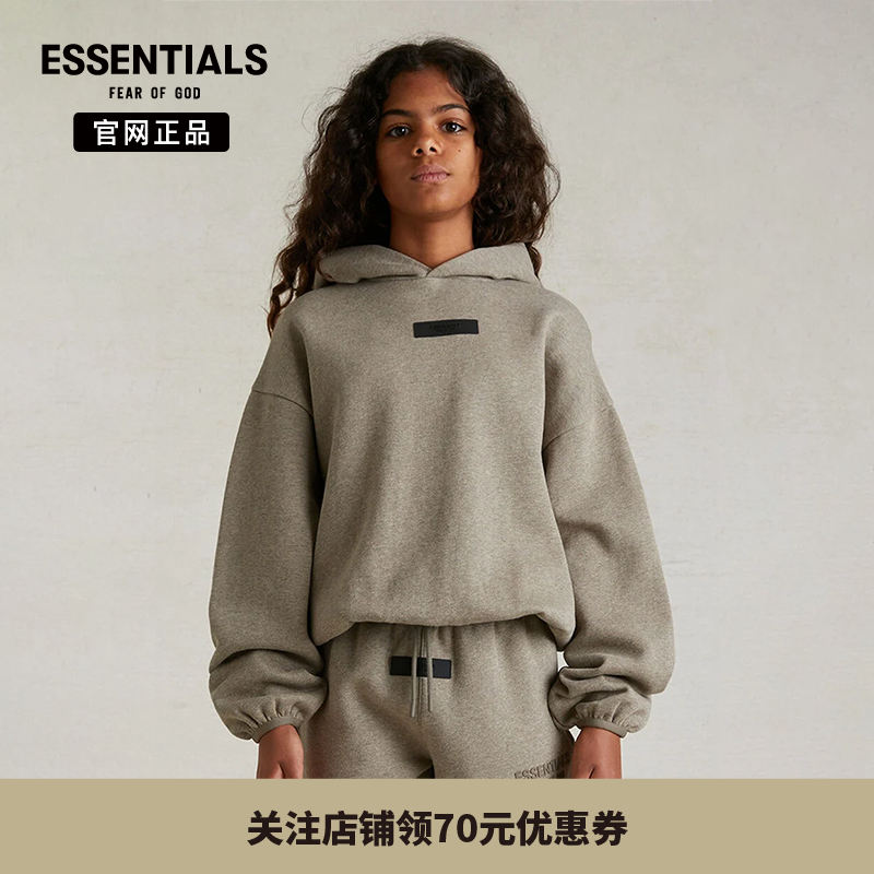 【24年新款】 Fear Of God Essentials儿童皮标休闲连帽卫衣