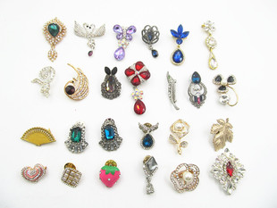 超晶莹闪亮胸花水钻彩钻首饰品胸针 库存合金饰品配件清货耳饰H28