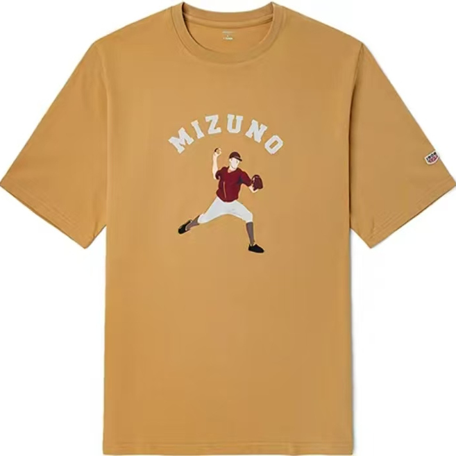 特价美津浓男纯棉复古棒球短袖