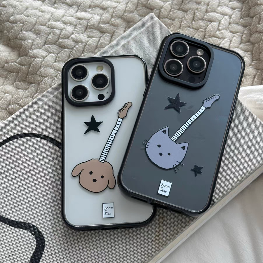 吉他小狗猫咪适用苹果17/16promax手机壳iphone15