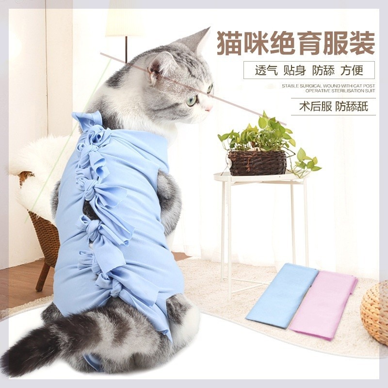猫咪绝育手术服母猫断奶服术后防咬防舔透气弹性四脚宠物衣服