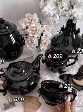 【Killstar】暗黑系哥特风黑色蝴蝶系列茶壶茶杯马克杯曲奇罐花瓶