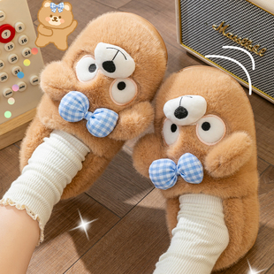 棉拖鞋女士秋冬季2025新款室内家居包跟厚底保暖可爱毛绒棉鞋女款