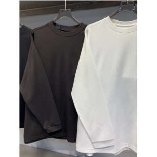 极简长袖 日式 2025秋冬设计师款 T恤高克重圆领套头打底衫 独处