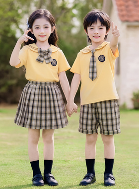 六一儿童幼儿园毕业合唱演出服海军风奶黄色小学生班服舞蹈表演服