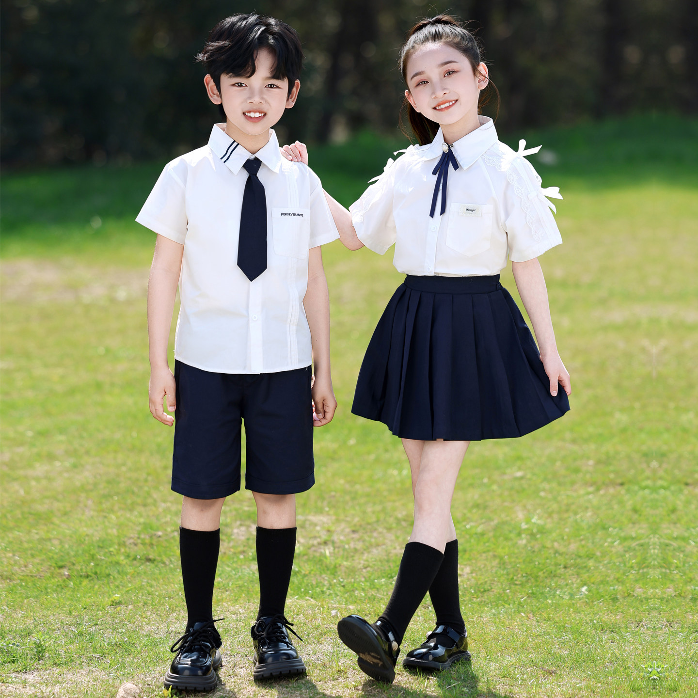 英伦学院风六一儿童演出服夏季幼儿园毕业照班服小学生合唱表演服