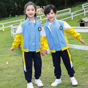 男女童班服四件套幼儿园服 新款 学院风天蓝校服套装 中小学生春夏季