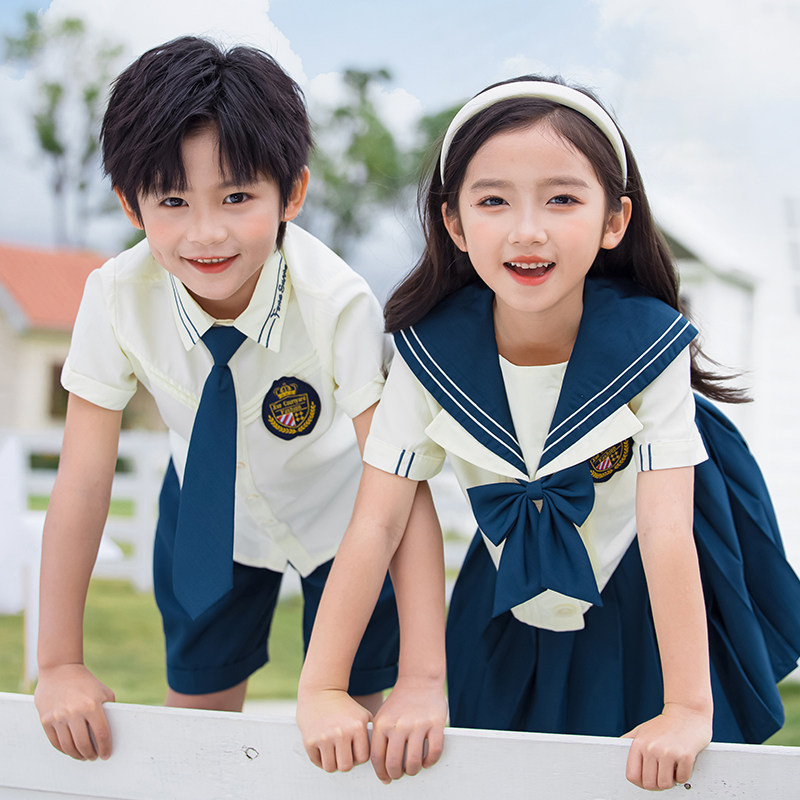 海军学院风校服套装小学生夏装新儿童年级演出班服幼儿园服水手服