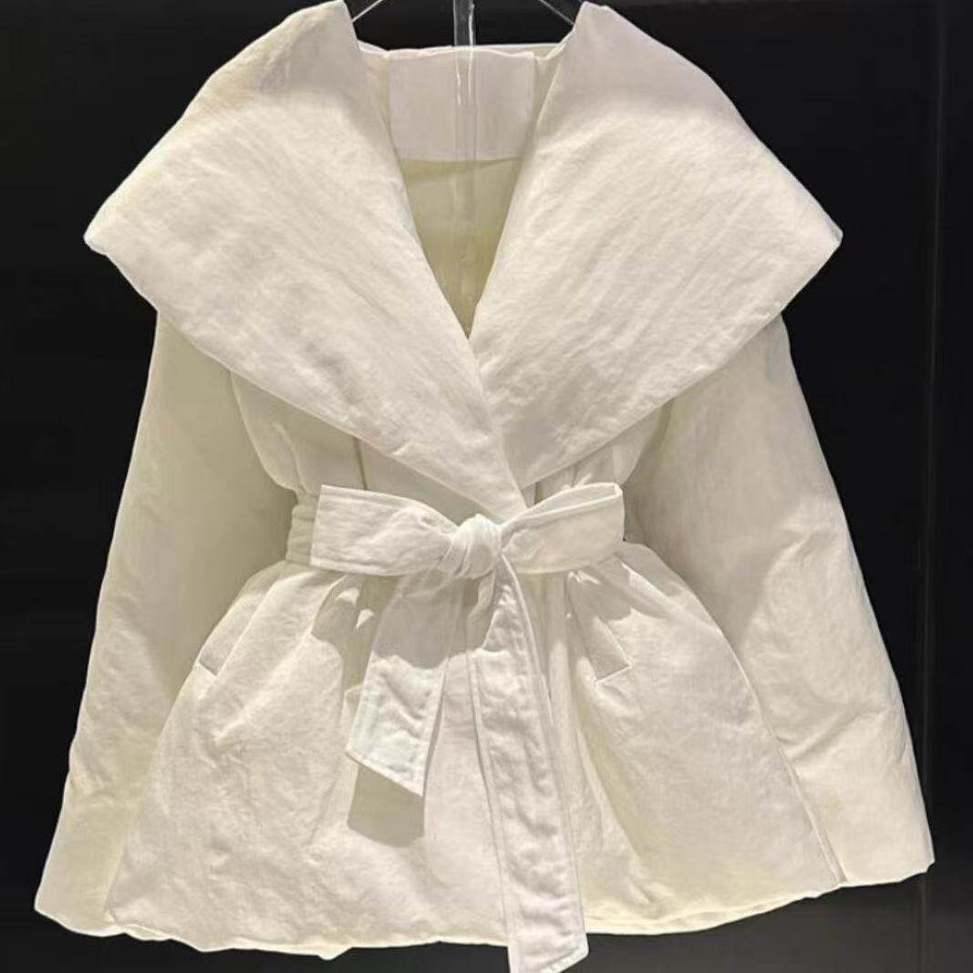 欧洲站绑带收腰棉服女冬季新款小众复古时尚独特超好看棉衣短外套