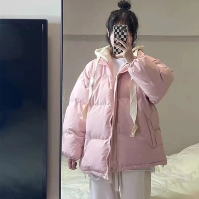 实拍冬季新款棉服外套女
