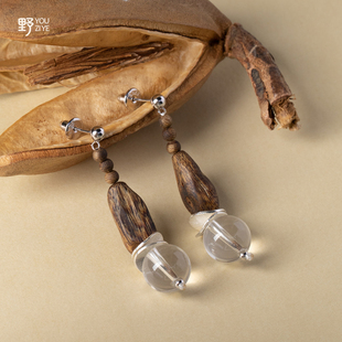 由子野 l 大自在 l原创天然白水晶沉香925银耳坠小众设计新款耳环