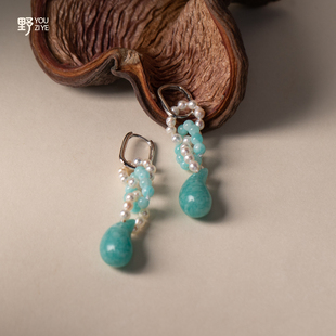 由子野 l 圣湖 l原创天河石女珍珠925银小众设计2025新款耳环