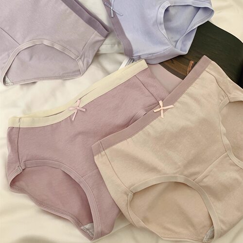 FUPO简约蝴蝶结撞色内裤女