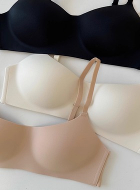 【小胸内衣】2分之1杯半杯一片式低胸小胸聚拢隐形无痕内衣女薄款