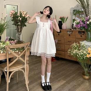 甜美可爱方领娃娃裙女夏季 连衣裙 2025新款 小个子高腰显蝴蝶结无袖
