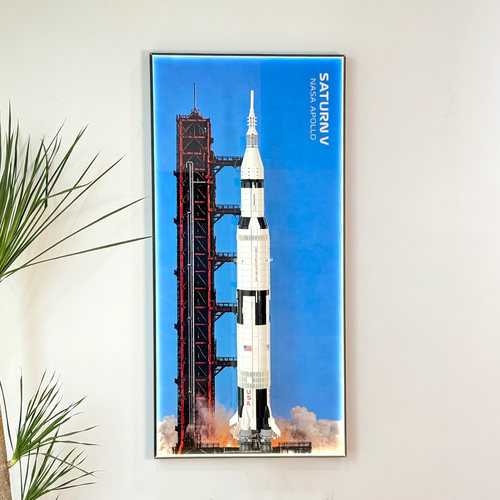 适用于乐高21309阿波罗土星5号积木火箭上墙相框创意收纳展示挂板
