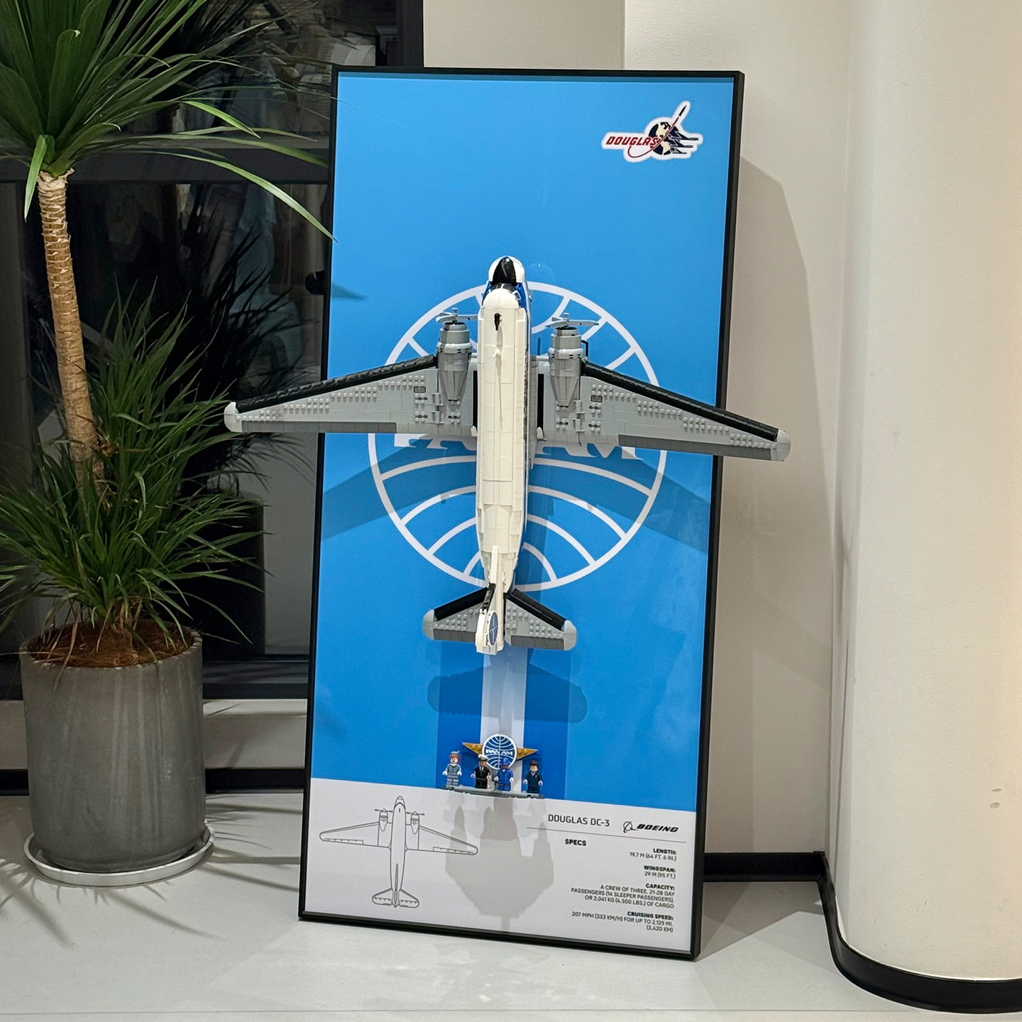 适用于乐高11378道格拉斯DC-3客机积木上墙相框收纳展示挂板图片