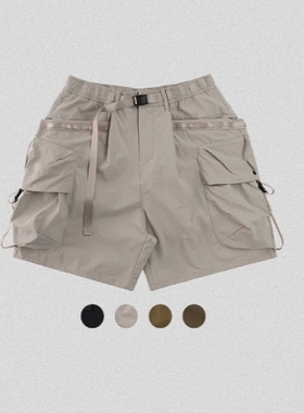 edge studio 边缘工作室 松紧腰多口袋宽松工装裤夏季短裤男裤潮