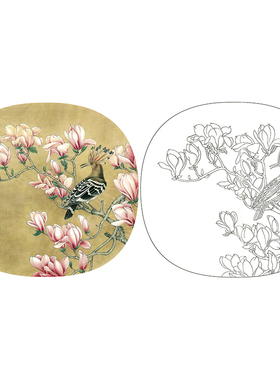 有步骤花鸟工笔画白描底稿