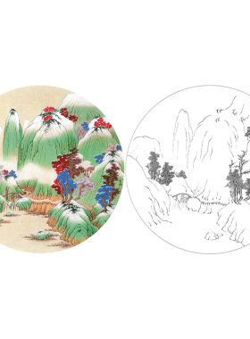 有步骤花鸟国画白描底稿小品牡丹