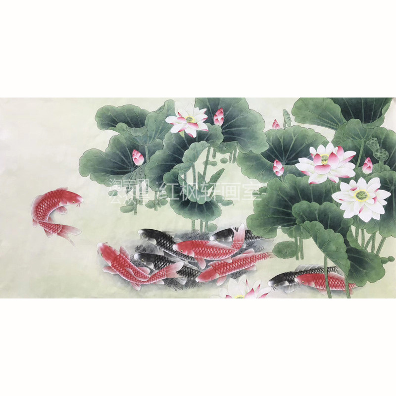 四尺横幅荷花熟宣纸手绘稿工笔画