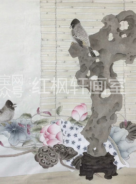 红枫轩画室工笔画白描底稿复古国画素材熟宣纸手绘画稿可直接上色