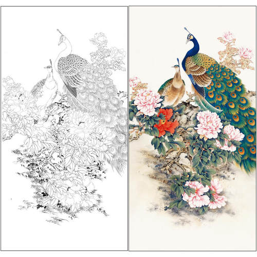 王少卿工笔画白描底稿临摹