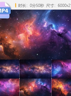 高清浩瀚宇宙6K穿梭星空银河超宽屏动态蓝色云led大背景视频素材