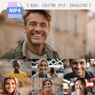 高清外国人笑脸笑容微笑真诚幸福世界大家庭各民族男女老视频素材
