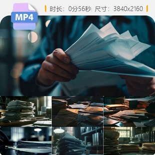 高清反腐文件下达凌乱办公桌资料堆积如山工作繁忙实拍视频素材