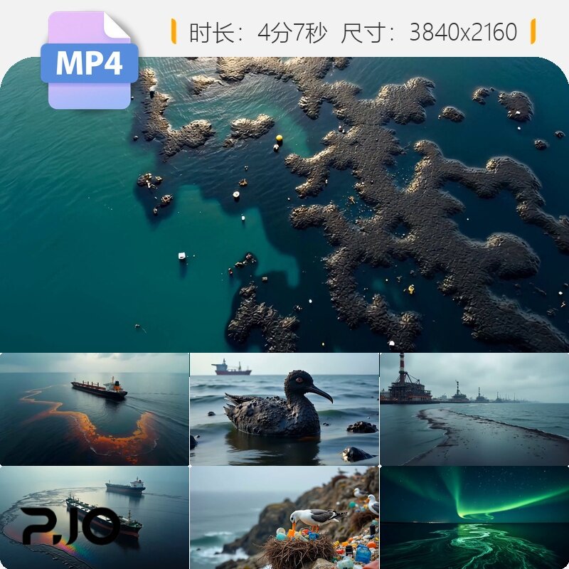 高清海洋污染核废水原油泄漏垃圾破坏环境船只救援保护视频素材