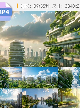 高清4K生态宜居城市改造3D动画低碳小区绿色家园宣传片视频素材