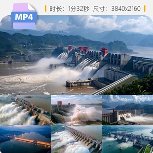 高清三峡大坝泄洪水利工程超级重器能源建设长江水库电站视频素材