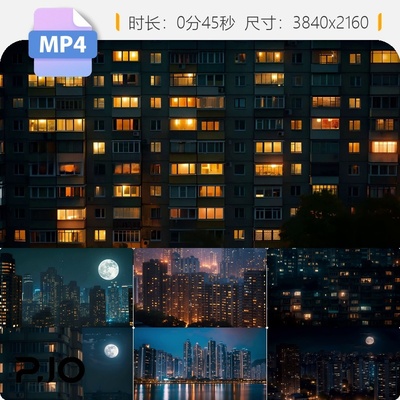 高清万家灯火中秋团圆城市夜景街道月亮节新年烟花视频素材