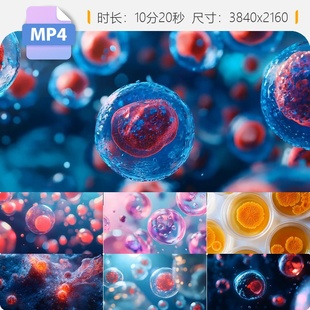 高清细胞分裂生物医学研究分子AIGC细胞核基因质网显微镜视频素材
