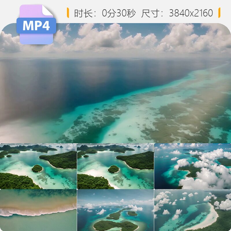 高清中国南海西沙群岛东诸礁环碧蓝天白云航拍深色风光域视频素材